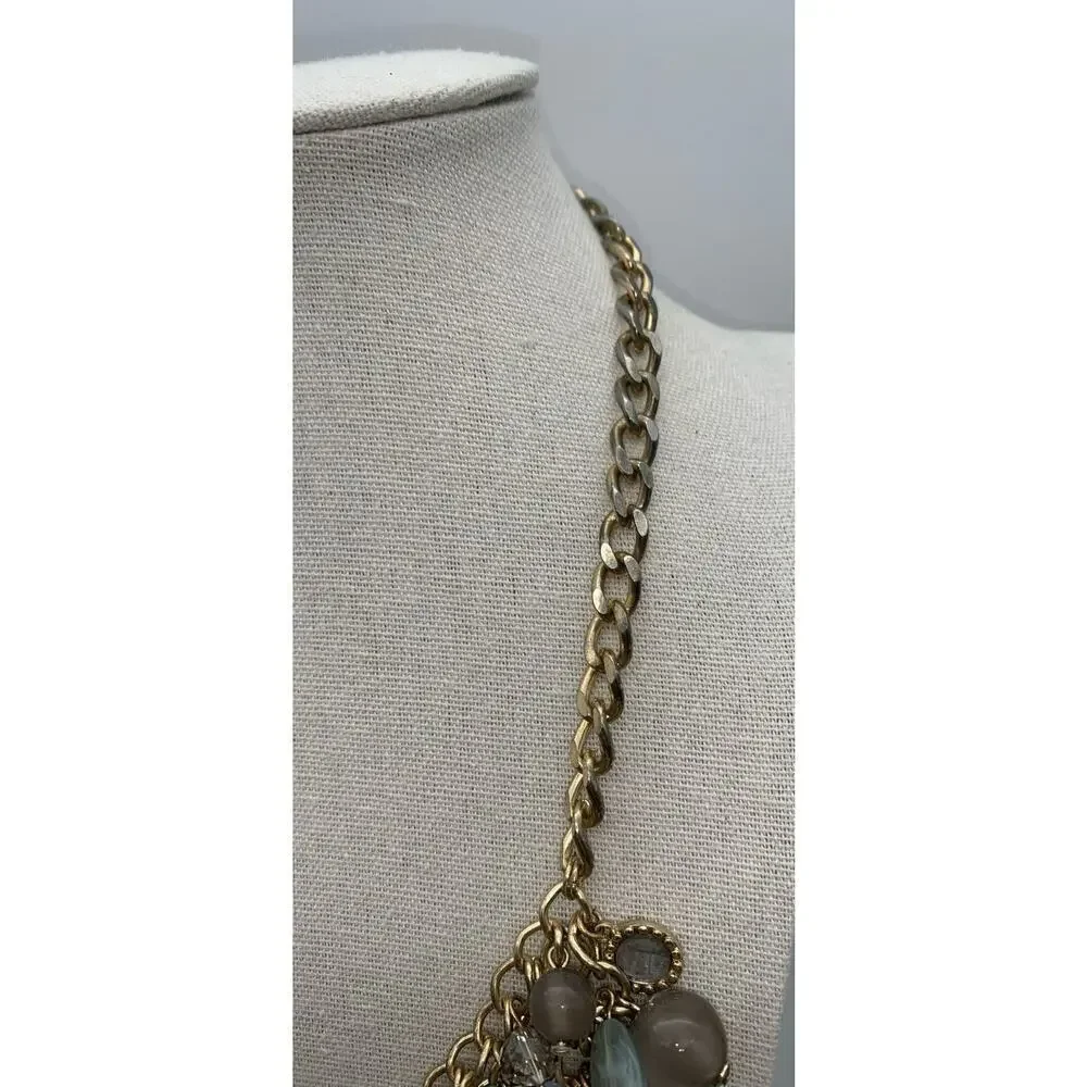 Cha Cha‎ Pastel Blues Grays And Greens Multi Beaded Necklace Statement Fun
